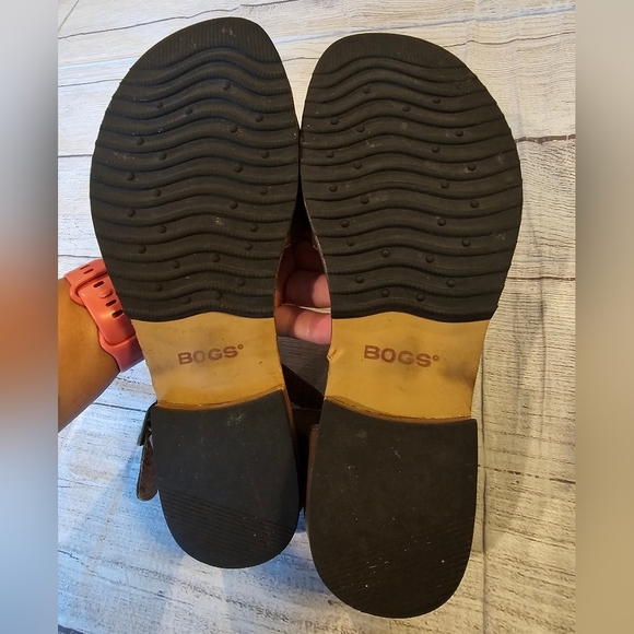 BOGS Size 8.5 Nashville Peep Toe Sandals Soft Leather with Ankle Strap Brown - Picture 6 of 7